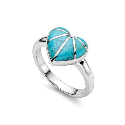 Sterling Silver Turquoise Inlay Heart Ring