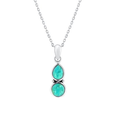 Sterling Silver Turquoise Pendant With Chain 18 Inches