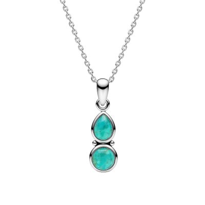 Sterling Silver Turquoise Pendant With Chain 18 Inches
