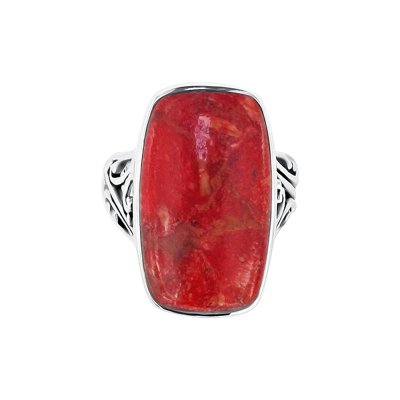 Sterling Silver Red Coral Ring