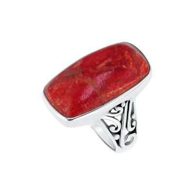 Sterling Silver Red Coral Ring