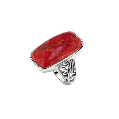 Sterling Silver Red Coral Ring