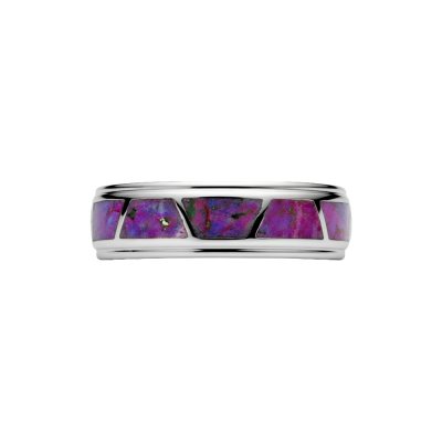 Sterling Silver Purple Turquoise Inlay Band Ring