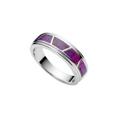 Sterling Silver Purple Turquoise Inlay Band Ring