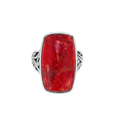 Sterling Silver Red Coral Ring