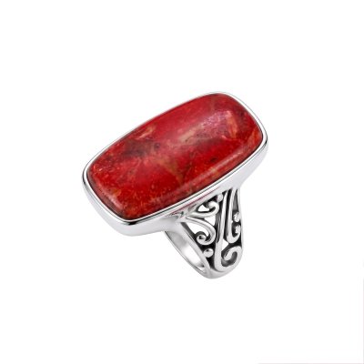 Sterling Silver Red Coral Ring