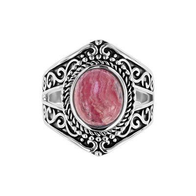 Sterling Silver Rhodochrosite Ring