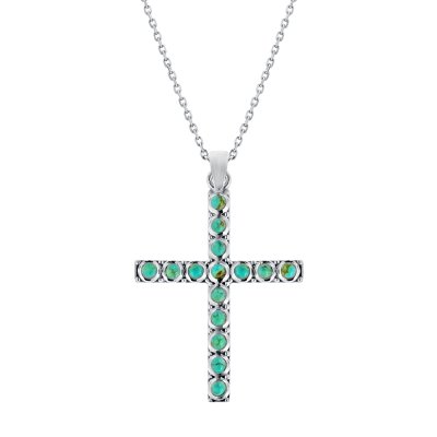 Sterling Silver Blue Turquoise Pendant With Chain 18 Inches