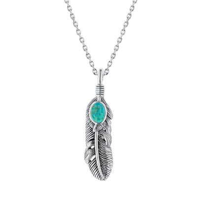 Sterling Silver Turquoise Pendant With Chain18 Inches