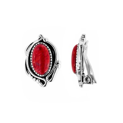 Sterling Silver Sponge Red Coral Earrings