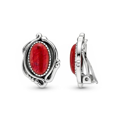 Sterling Silver Sponge Red Coral Earrings