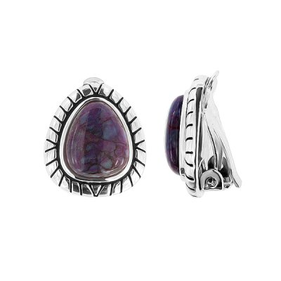 Sterling Silver Purple Turquoise  Earrings