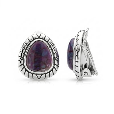 Sterling Silver Purple Turquoise  Earrings