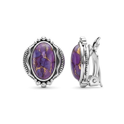 Sterling Silver Purple Turquoise Earrings