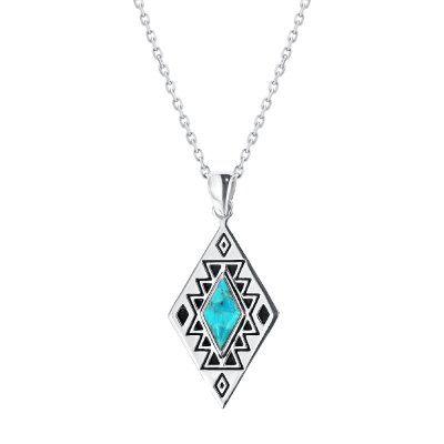 Sterling Silver Turquoise Pendant With Chain 18 Inches