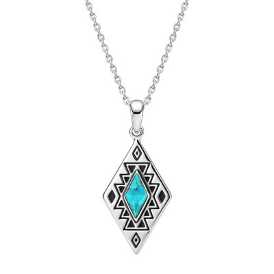 Sterling Silver Turquoise Pendant With Chain 18 Inches