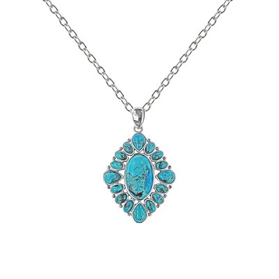 Sterling Silver Turquoise Pendent With Chain 18 Inches