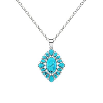 Sterling Silver Turquoise Pendent With Chain 18 Inches