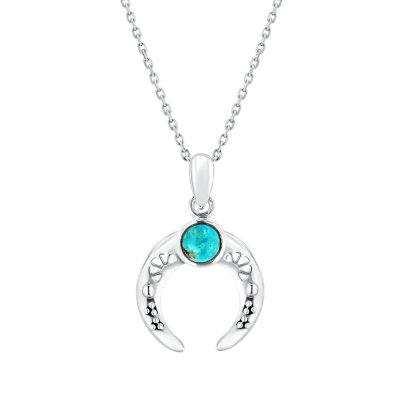 Sterling Silver Turquoise Pendant with Chain 18 Inches