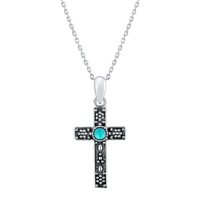 Sterling Silver Turquoise Pendant with Chain 18 Inches