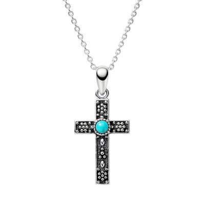 Sterling Silver Turquoise Pendant with Chain 18 Inches