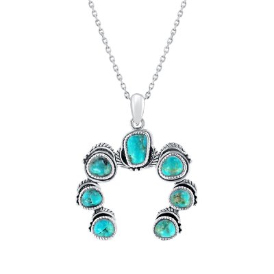 Sterling Silver Turquoise Pendent With Chain 18 Inches