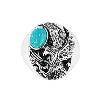Sterling Silver Turquoise Eangle Men's Ring