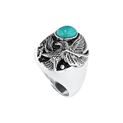 Sterling Silver Turquoise Eangle Men's Ring