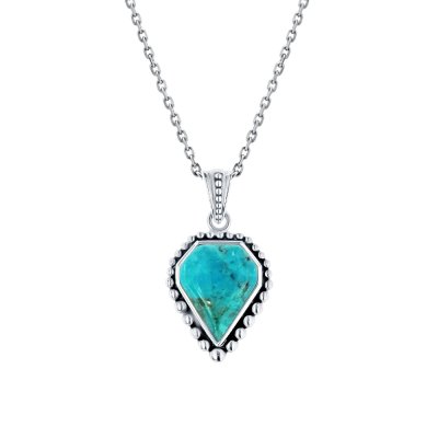 Sterling Silver Turquoise Pendant With Chain 18 Inches
