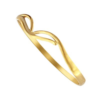 Sterling Silver Bangle Over 18K Yellow Gold Plated 7.5 Inches