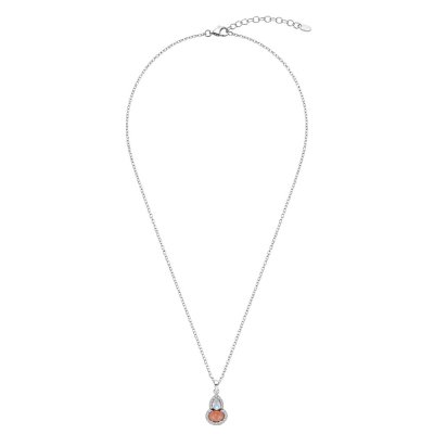 Sterling Silver Peach Moonstone and Rainbow Moonstone Pendant With chain 18 Inches
