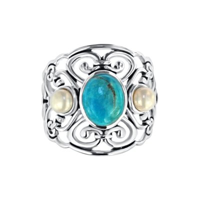 Sterling Silver Turquoise and Freshwater Pearl Ring