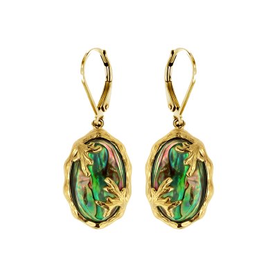 Sterling Silver Abalone Earrings Over 18K Yellow Gold Plated