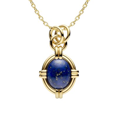 Sterling Silver Lapis Lazuli Pendant Over 18K Yellow Gold Plated With Chain 18 Inches