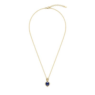 Sterling Silver Lapis Lazuli Pendant Over 18K Yellow Gold Plated With Chain 18 Inches