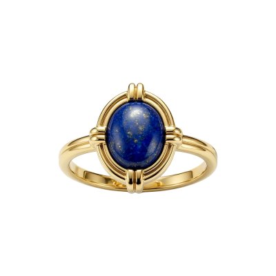 Sterling Silver Lapis Lazuli Ring Over 18K Yellow Gold Plated