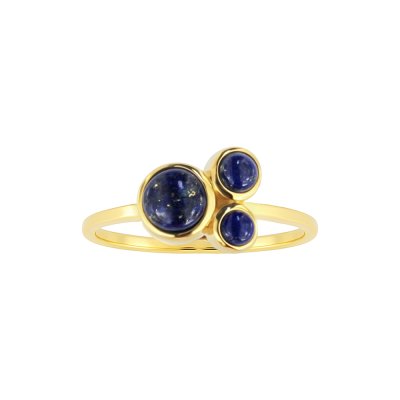 Sterling Silver Lapis Lazuli Ring Over 18K Yellow Gold Plated