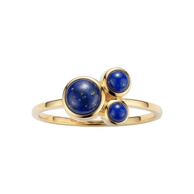 Sterling Silver Lapis Lazuli Ring Over 18K Yellow Gold Plated