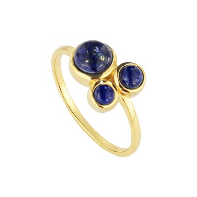 Sterling Silver Lapis Lazuli Ring Over 18K Yellow Gold Plated
