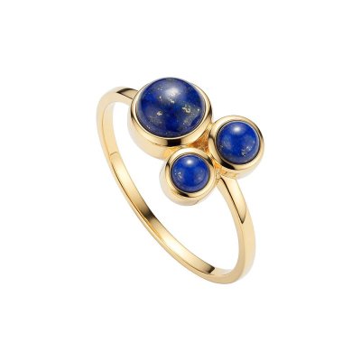 Sterling Silver Lapis Lazuli Ring Over 18K Yellow Gold Plated