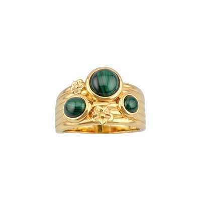 Malachite 18K Yellow Gold Over Sterling Silver Ring