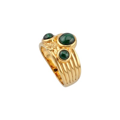Malachite 18K Yellow Gold Over Sterling Silver Ring