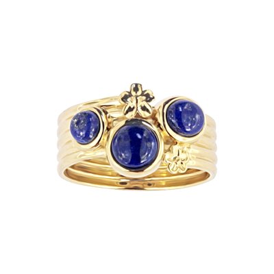 Sterling Silver Lapis Lazuli Ring Over 18K Yellow Gold Plated