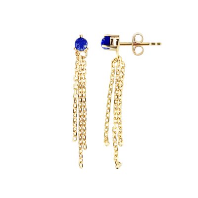 Sterling Silver Lapis Lazuli  Earrings Over 18K Yellow Gold Plated