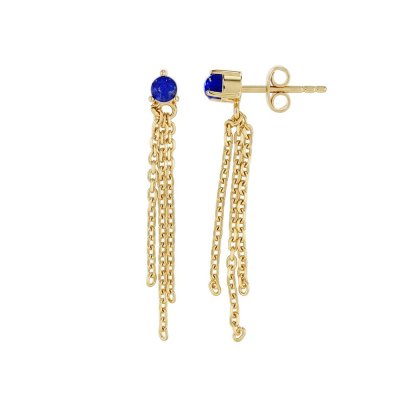 Sterling Silver Lapis Lazuli  Earrings Over 18K Yellow Gold Plated