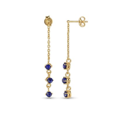 Sterling Silver Lapis Lazuli  Earrings Over 18K Yellow Gold Plated