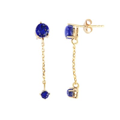 Sterling Silver Lapis Lazuli  Earrings Over 18K Yellow Gold Plated