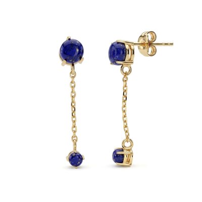 Sterling Silver Lapis Lazuli  Earrings Over 18K Yellow Gold Plated