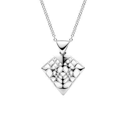 Sterling Silver Diamond Abstract Pendant With Chain 18 Inches