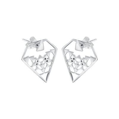 Sterling Silver Diamond Abstract Pendant Earrings